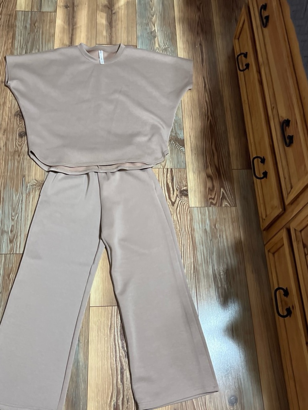 Wide-Leg Lounge Pants in Taupe Beige